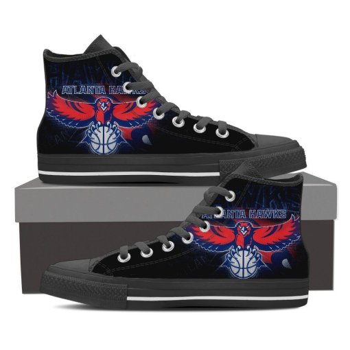 Atlanta Hawks High Top Black Canvas Shoes for Man