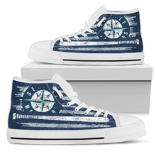 Load image into Gallery viewer, American Flag Vintage Baseball Seattle Mariners High Top Shoes