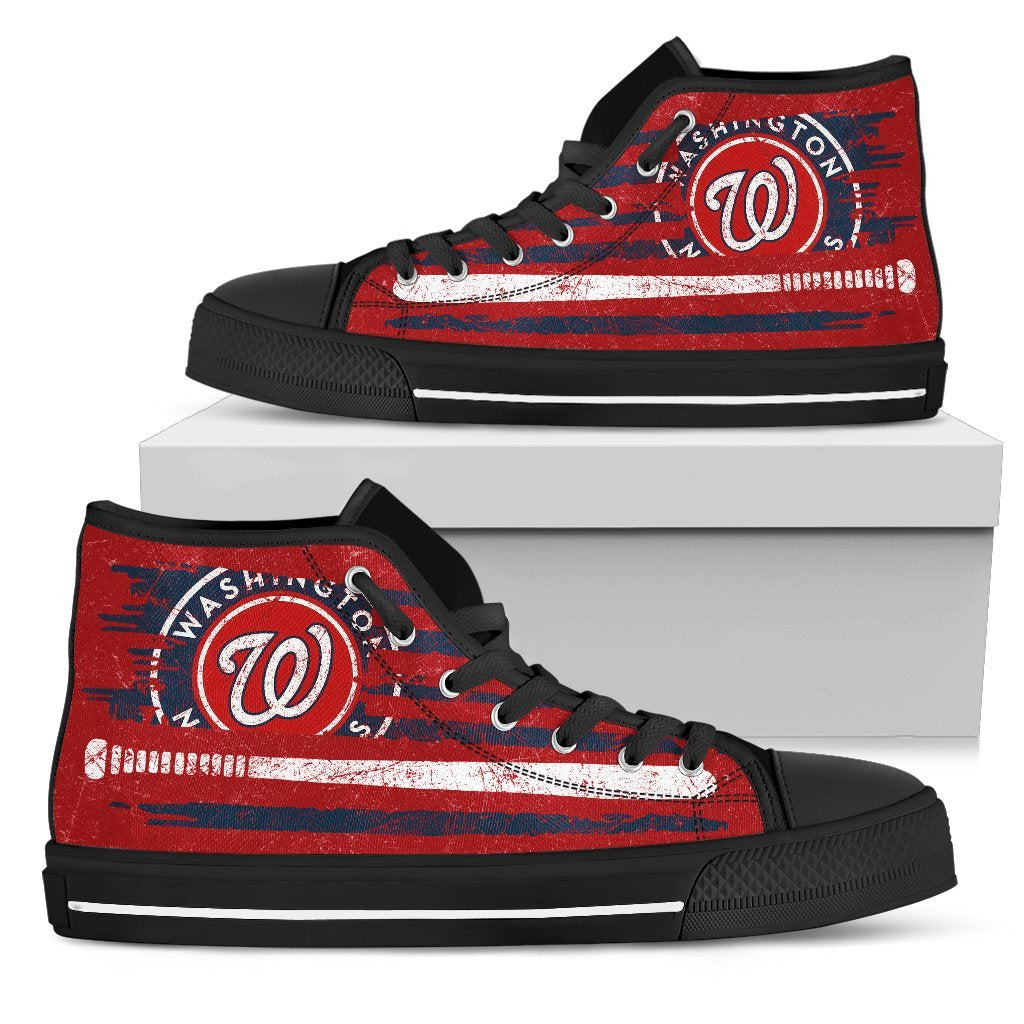 American Flag Vintage Baseball Washington Nationals High Top Shoes