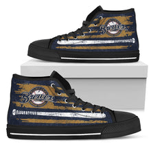 Load image into Gallery viewer, American Flag Vintage Baseball Milwaukee Brewers High Top Shoes