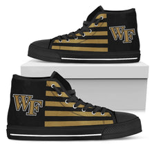 Load image into Gallery viewer, American Flag Wake Forest Demon Deacons High Top Shoes