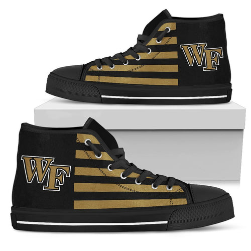 American Flag Wake Forest Demon Deacons High Top Shoes