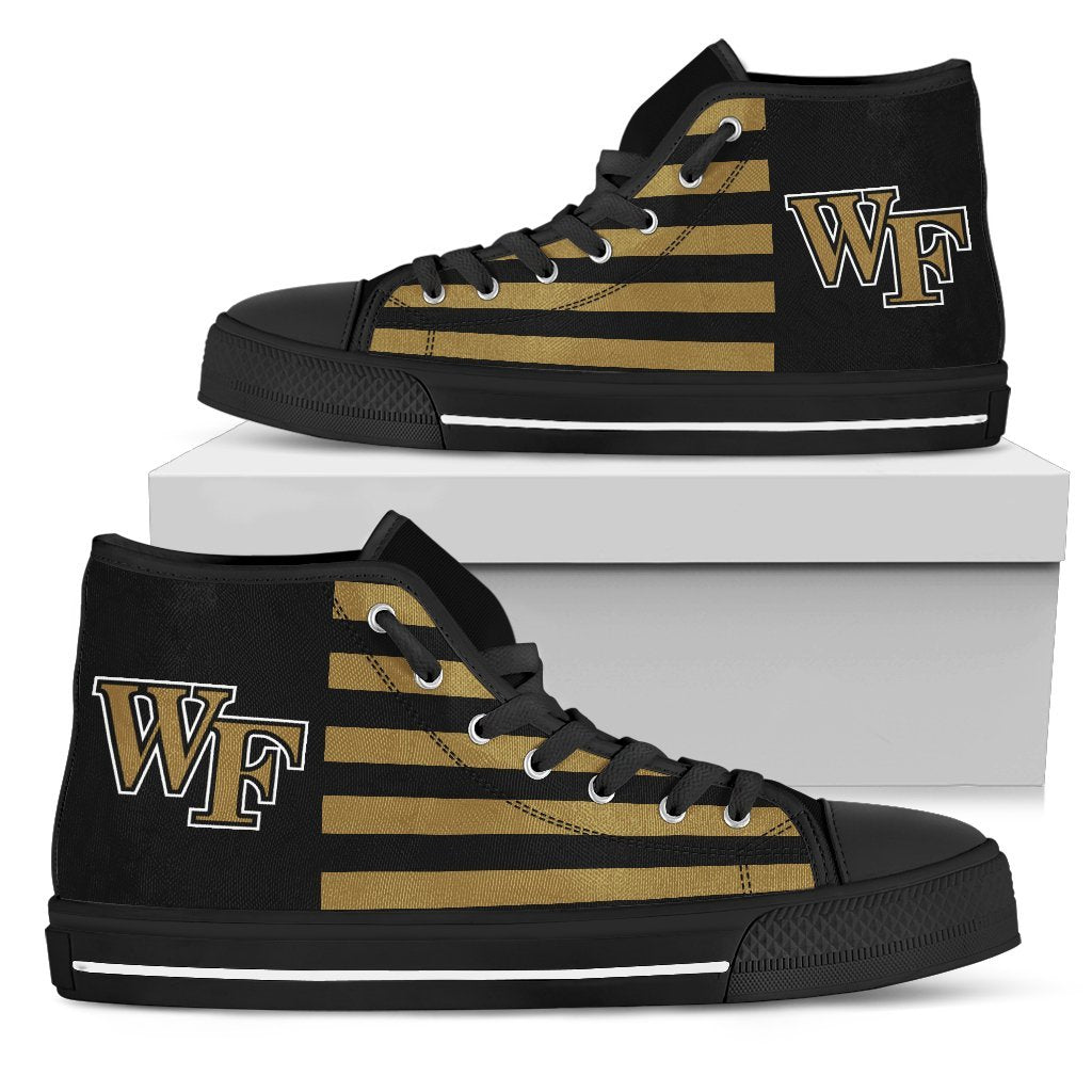 American Flag Wake Forest Demon Deacons High Top Shoes
