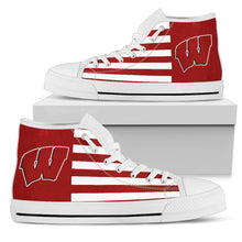 Load image into Gallery viewer, American Flag Wisconsin Badgers High Top Shoes