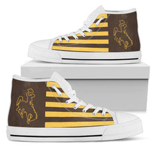 Load image into Gallery viewer, American Flag Wyoming Cowboys High Top Shoes