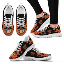 Load image into Gallery viewer, Tribal Flames Pattern Anaheim Ducks Sneakers