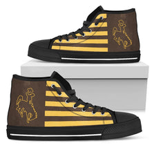 Load image into Gallery viewer, American Flag Wyoming Cowboys High Top Shoes