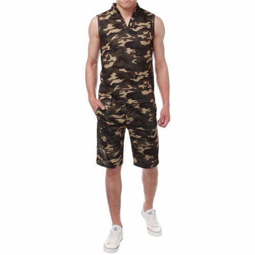 2019 New Arrival Men Sets Summer Army Camouflage Tank Top Casual Slim Tops Unisex Sleeveless Outwear Plus Size S-3XL