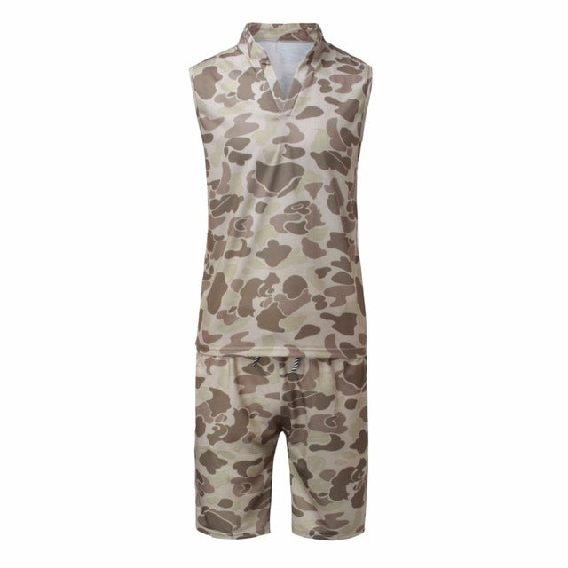 2019 New Arrival Men Sets Summer Army Camouflage Tank Top Casual Slim Tops Unisex Sleeveless Outwear Plus Size S-3XL